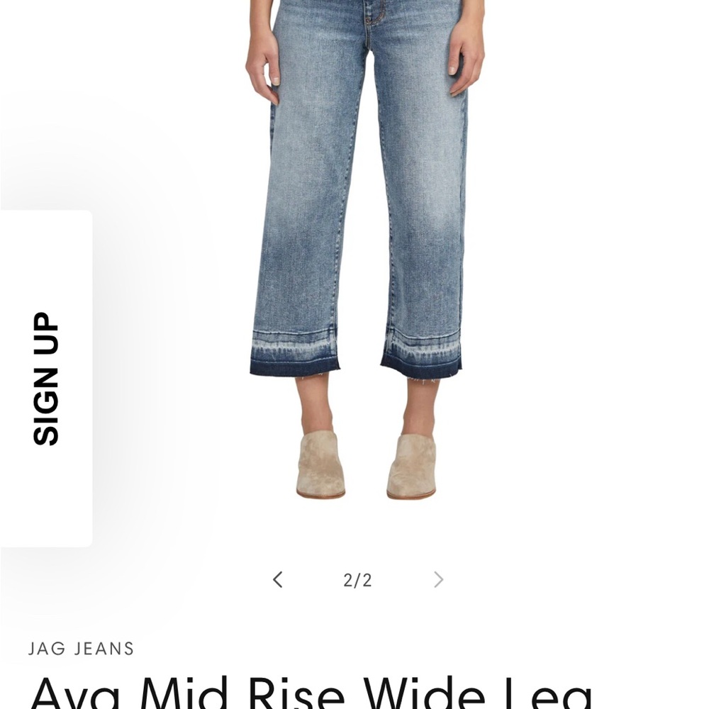 Jag Jeans Mid Rise Wide Leg Denim - Blue